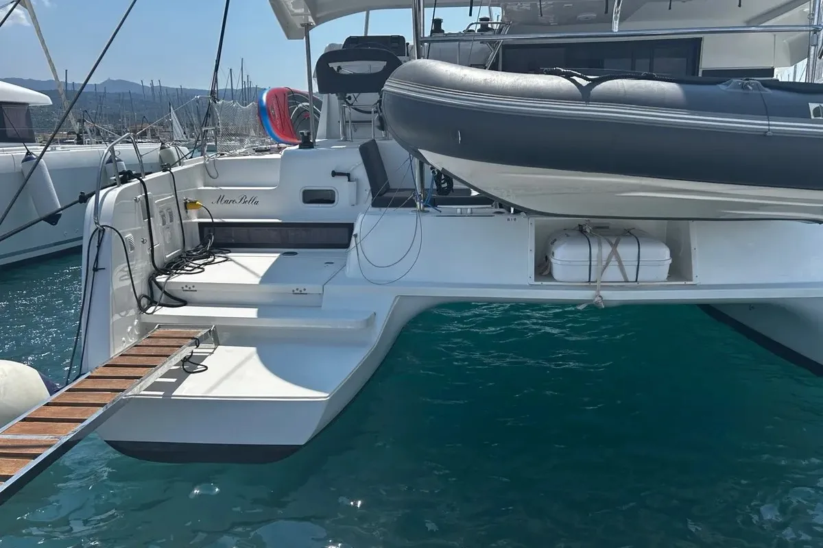 Exterior view of Marebella (Pax 12), a Lagoon 42 catamaran at Municipal Unit of Lefkada, Greece