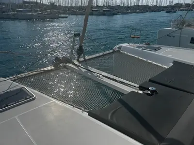 Deck of Marebella (Pax 12), a Lagoon 42 catamaran at Municipal Unit of Lefkada, Greece