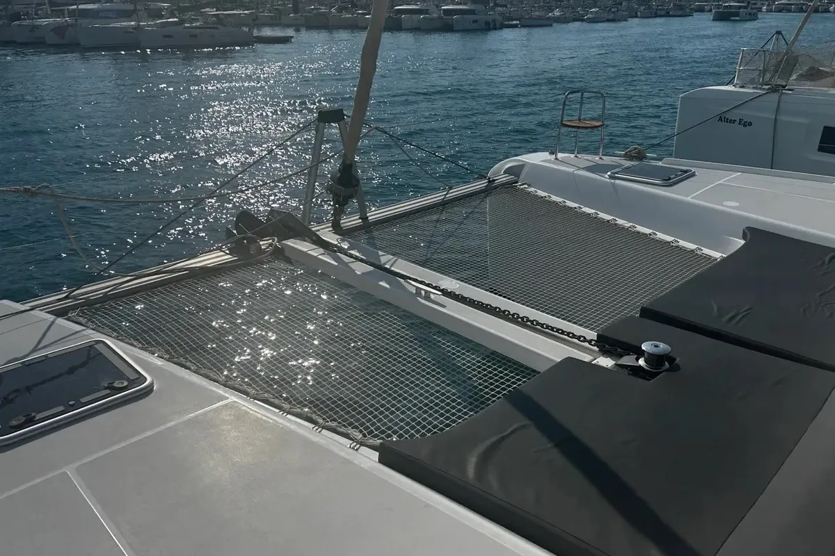Deck of Marebella (Pax 12), a Lagoon 42 catamaran at Municipal Unit of Lefkada, Greece