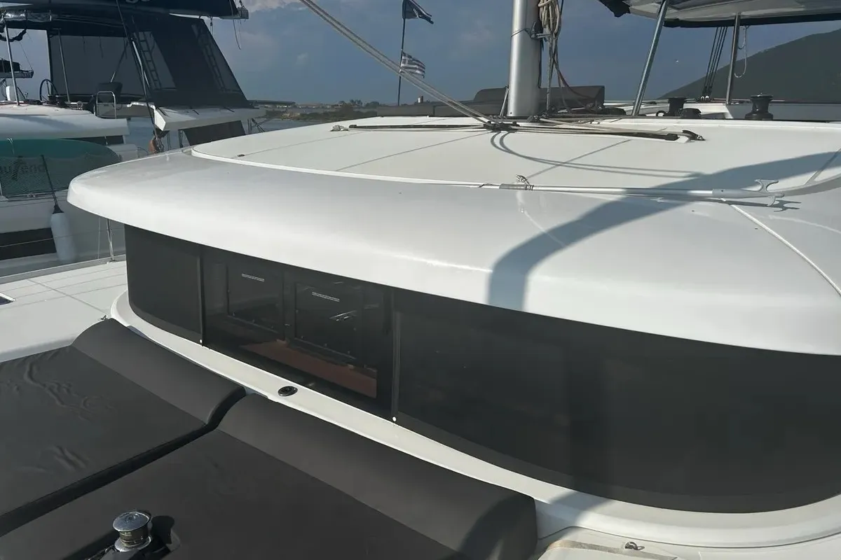 Deck of Marebella (Pax 12), a Lagoon 42 catamaran at Municipal Unit of Lefkada, Greece