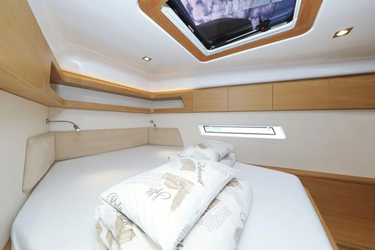 Cabin on Revolution, a Elan GT6 sailboat at Grad Biograd na Moru, Croatia