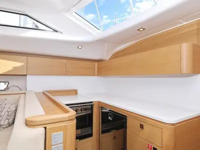 Galley of Revolution, a Elan GT6 sailboat at Grad Biograd na Moru, Croatia