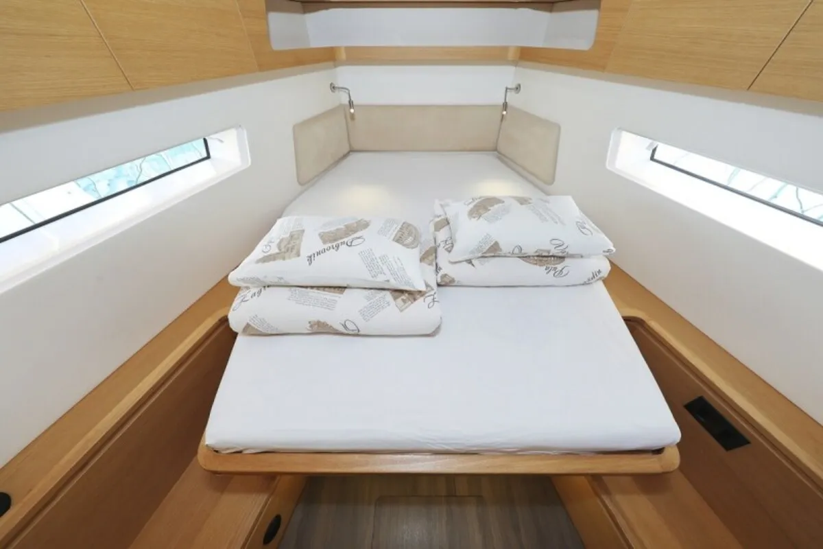 Cabin on Revolution, a Elan GT6 sailboat at Grad Biograd na Moru, Croatia