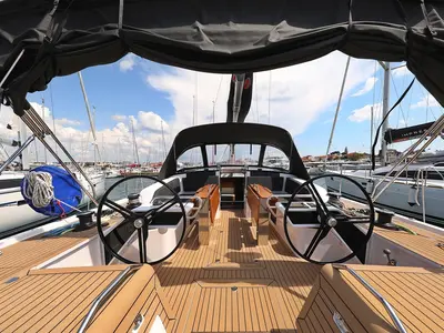 Cockpit of Revolution, a Elan GT6 sailboat at Grad Biograd na Moru, Croatia