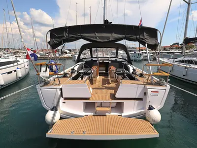 Deck of Revolution, a Elan GT6 sailboat at Grad Biograd na Moru, Croatia