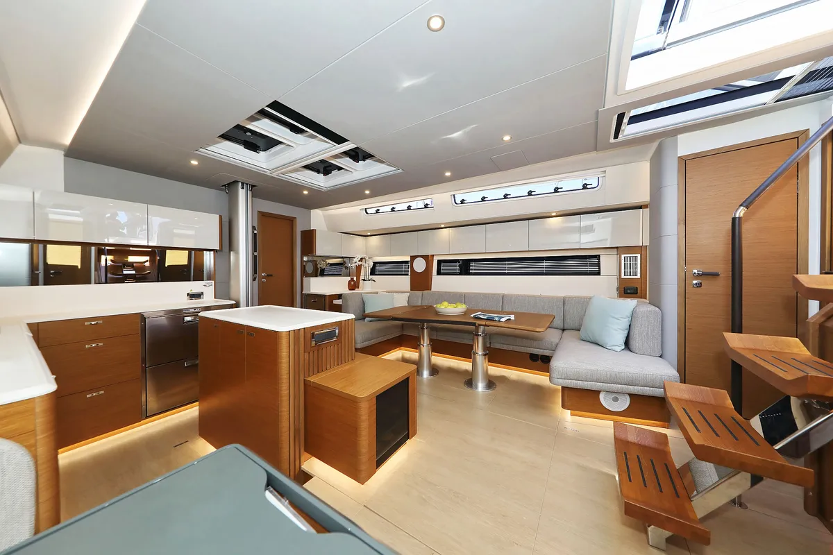 Salon of Volare, a Hanse 590 sailboat at Grad Kaštela, Croatia