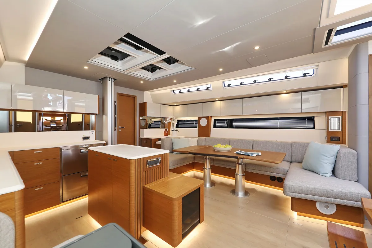 Salon of Volare, a Hanse 590 sailboat at Grad Kaštela, Croatia