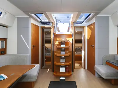 Salon of Volare, a Hanse 590 sailboat at Grad Kaštela, Croatia