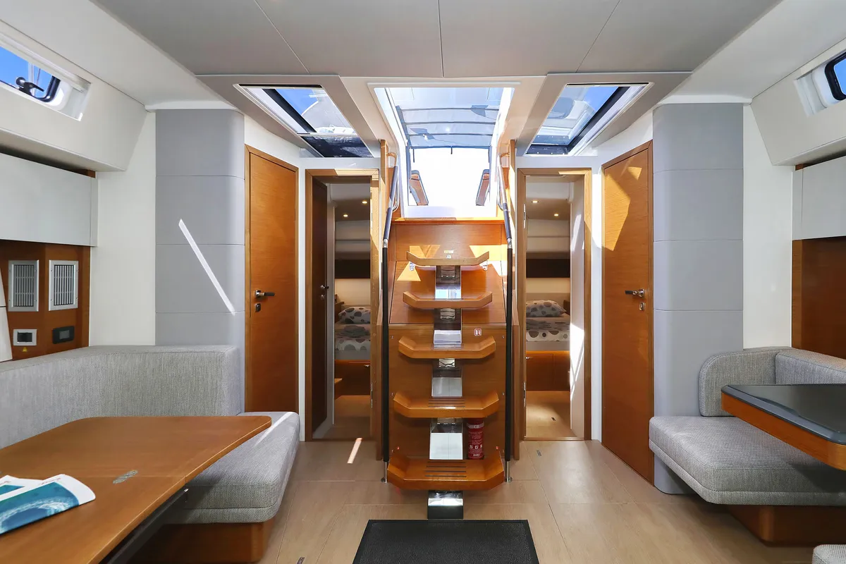 Salon of Volare, a Hanse 590 sailboat at Grad Kaštela, Croatia