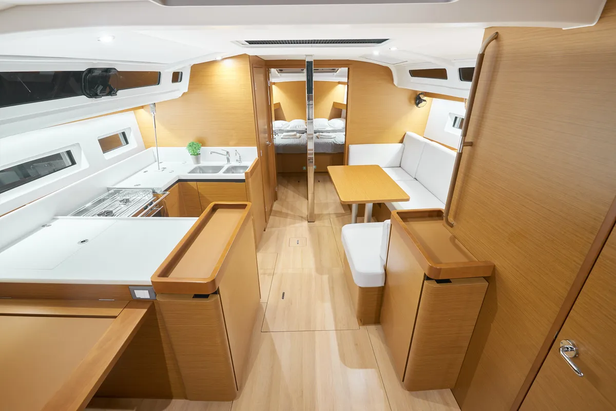 Salon of Nymeria, a Jeanneau Sun Odyssey 440 sailboat at Athens, Greece