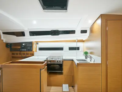 Galley of Nymeria, a Jeanneau Sun Odyssey 440 sailboat at Athens, Greece