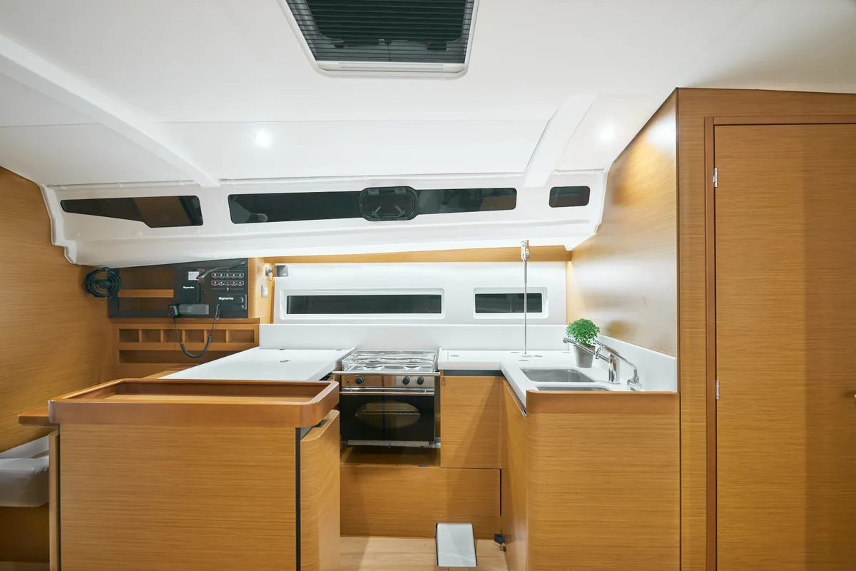 Galley of Nymeria, a Jeanneau Sun Odyssey 440 sailboat at Athens, Greece