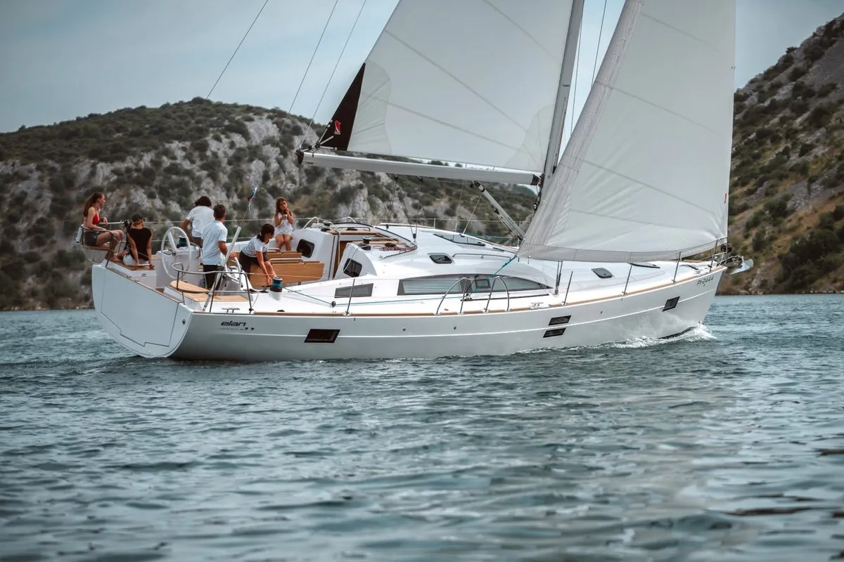 Exterior view of Simply The Best, a Elan Impression 45.1 sailboat at Punat, Croatia