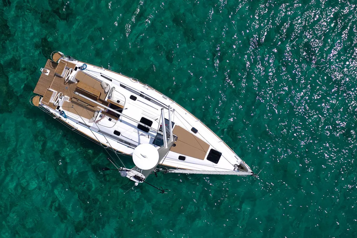 Exterior view of Simply The Best, a Elan Impression 45.1 sailboat at Punat, Croatia