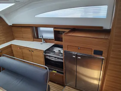 Galley of Simply The Best, a Elan Impression 45.1 sailboat at Punat, Croatia