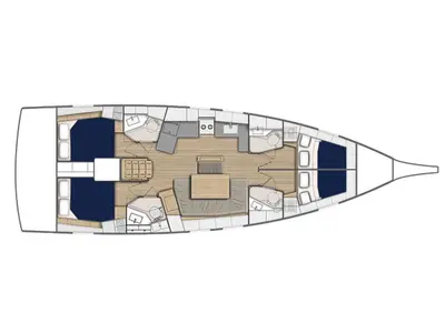 Floor plan of Moorings 464PC Exclusive Plus, a Leopard 46PC catamaran at Fethiye, Turkey