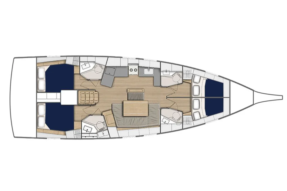 Floor plan of Moorings 464PC Exclusive Plus, a Leopard 46PC catamaran at Fethiye, Turkey