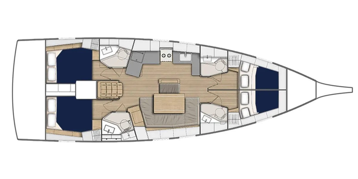 Floor plan of Moorings 464PC Exclusive Plus, a Leopard 46PC catamaran at Fethiye, Turkey
