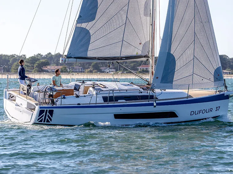 Exterior view of Affio, a Dufour 37 sailboat at Procida, Italy