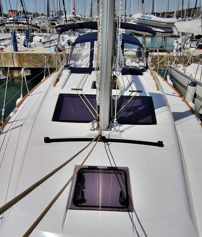 Deck of Louise, a Dufour 382 GL sailboat at Sukošan, Croatia