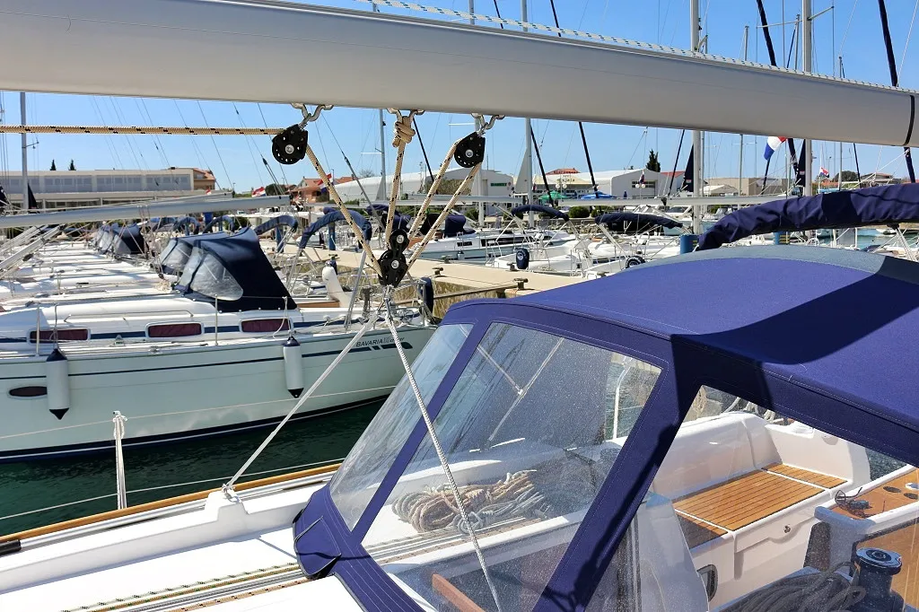 Deck of Louise, a Dufour 382 GL sailboat at Sukošan, Croatia