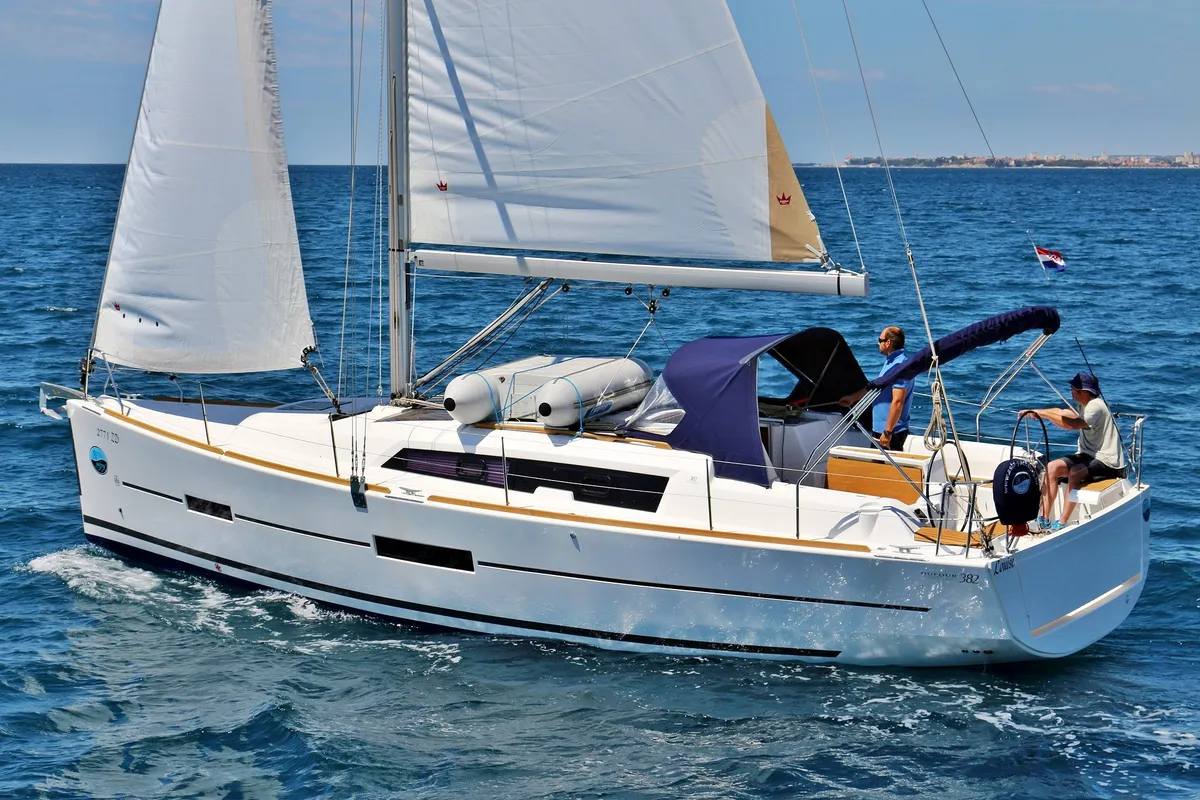 Exterior view of Louise, a Dufour 382 GL sailboat at Sukošan, Croatia