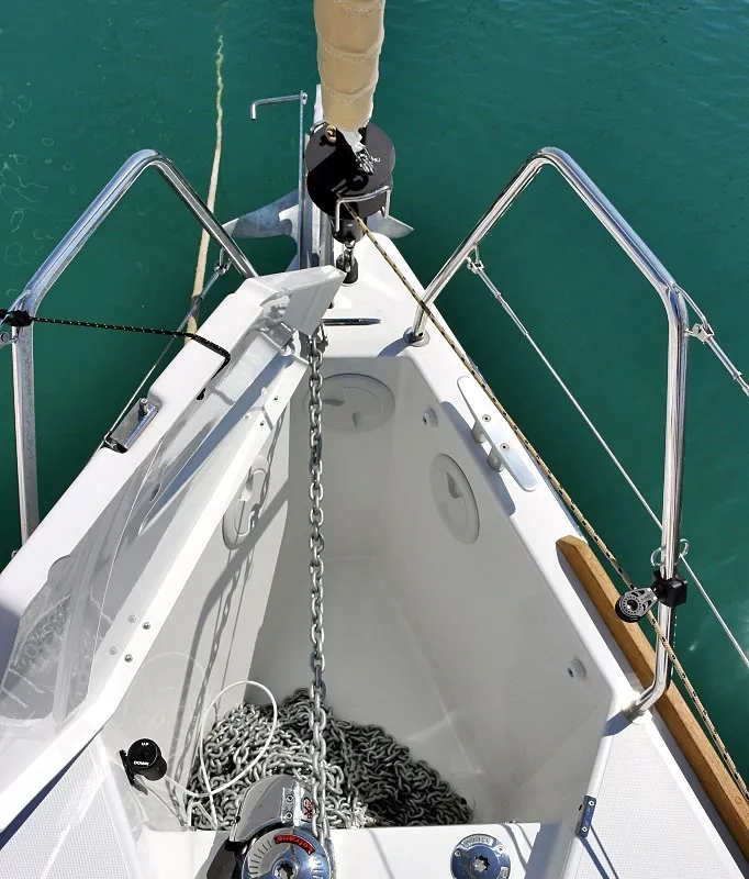 Deck of Louise, a Dufour 382 GL sailboat at Sukošan, Croatia