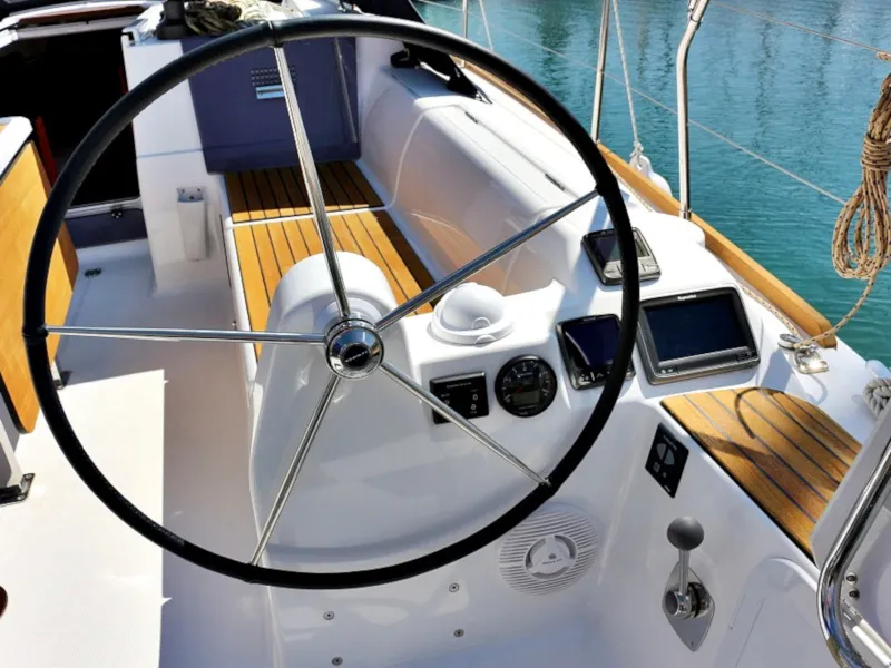 Cockpit of Louise, a Dufour 382 GL sailboat at Sukošan, Croatia
