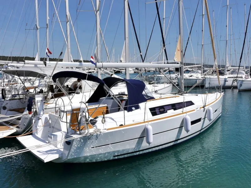 Exterior view of Louise, a Dufour 382 GL sailboat at Sukošan, Croatia