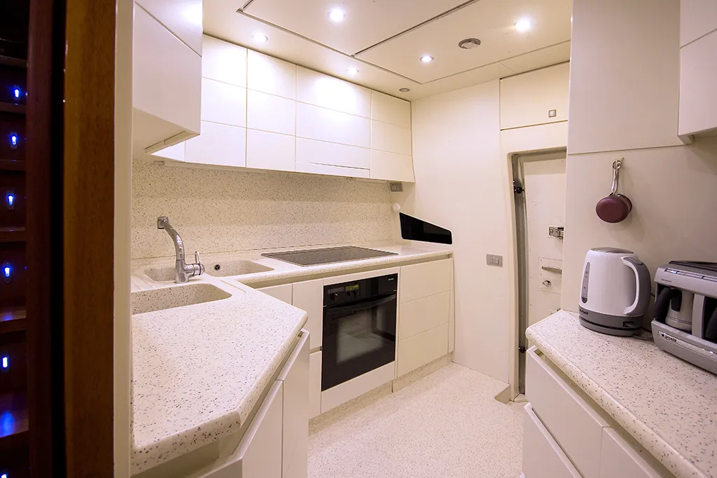 Galley of Maiora 24, a motor yacht at Bodrum, Turkey