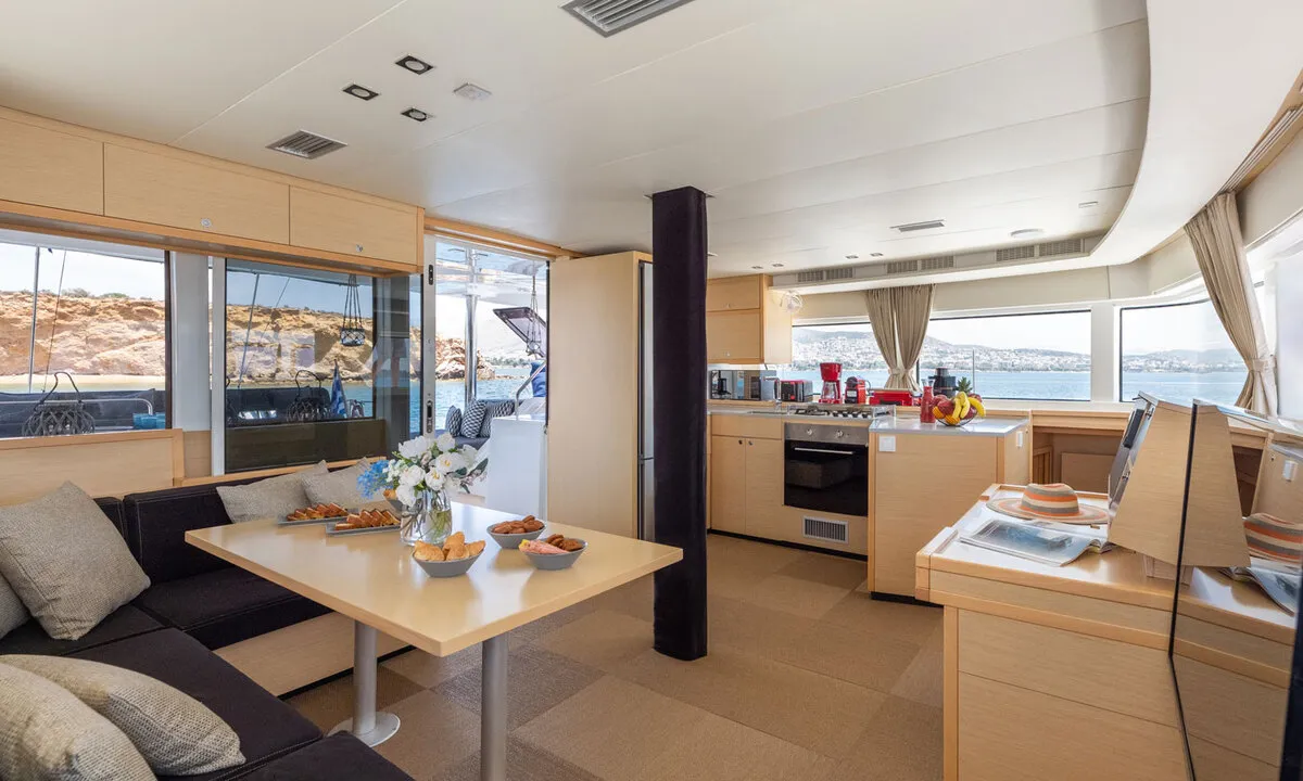 Galley of Royal Hearts, a Lagoon 52 catamaran at Athens, Greece