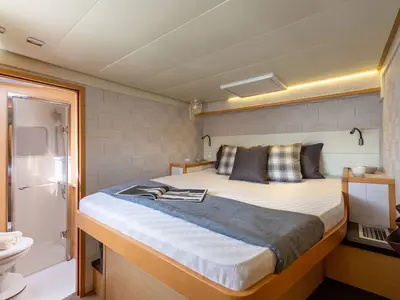 Cabin on Royal Hearts, a Lagoon 52 catamaran at Athens, Greece