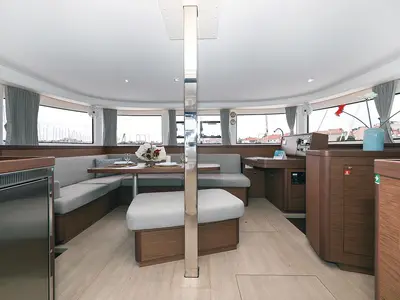 Salon of Smaragd, a Lagoon 42 catamaran at Murter, Croatia