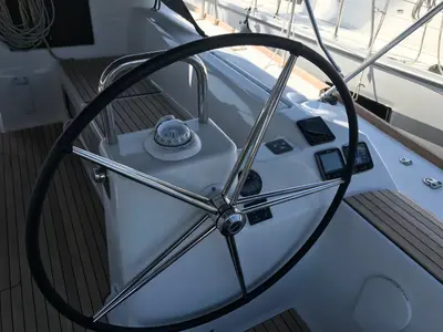 Cockpit of Ane, a Dufour 460 GL sailboat at Punat, Croatia