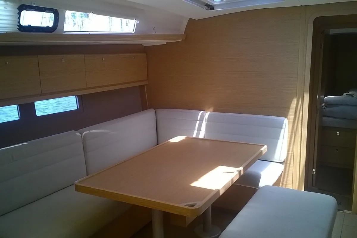 Salon of Neptune Planet, a Dufour 460 Grand Large sailboat at Marsala, Italy