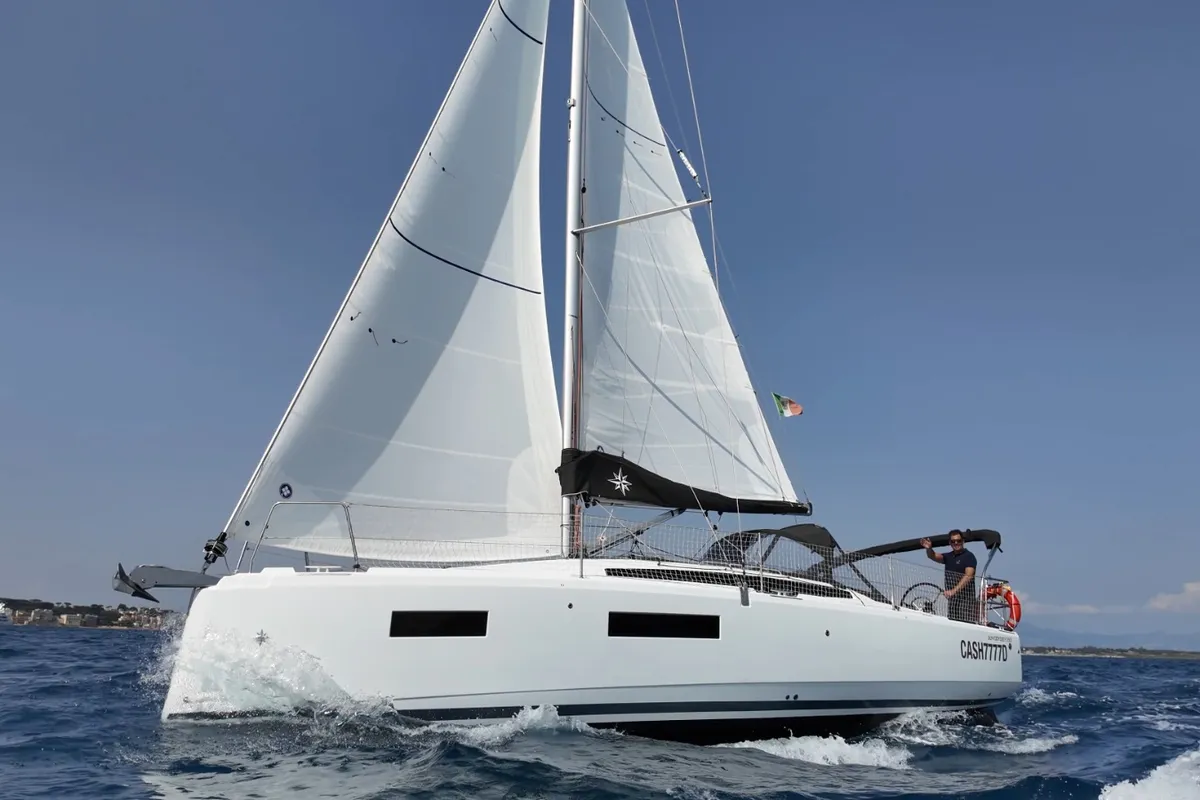 Exterior view of Jeanneau Sun Odyssey 380, a sailboat at Nettuno, Italy