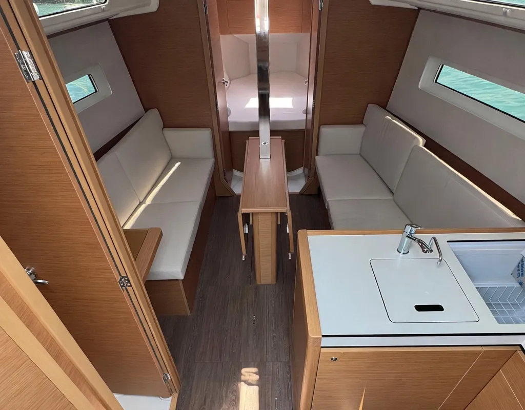 Salon of Jeanneau Sun Odyssey 380, a sailboat at Nettuno, Italy