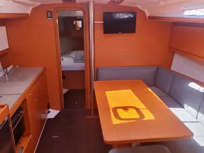 Salon of Elena, a Dufour 390 sailboat at Grad Pula, Croatia
