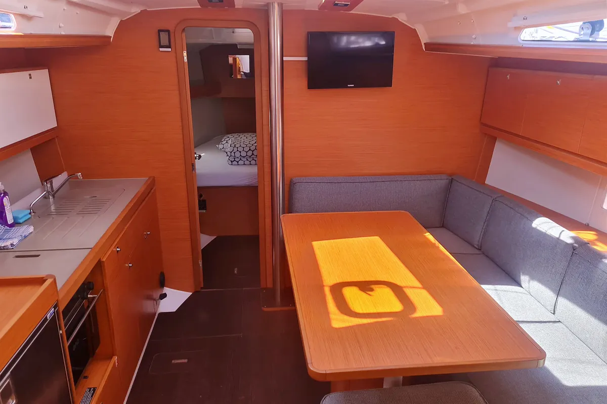 Salon of Elena, a Dufour 390 sailboat at Grad Pula, Croatia