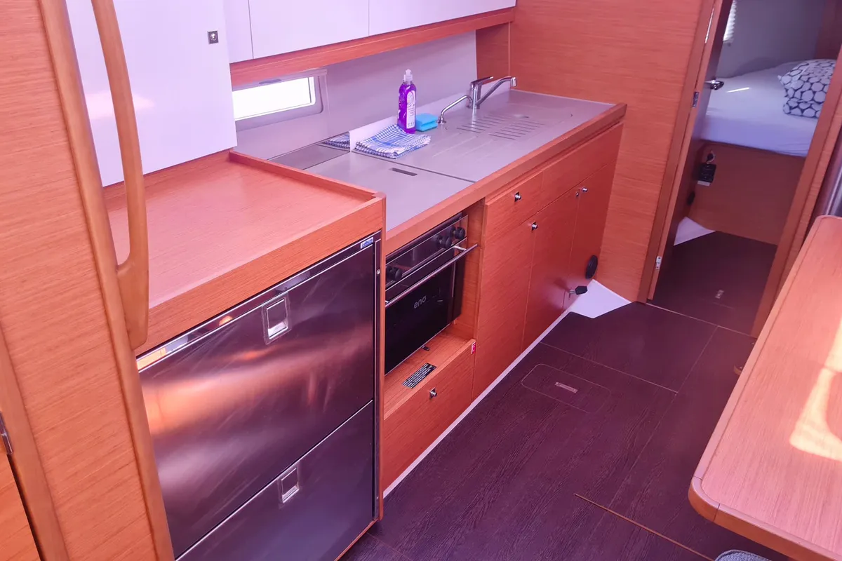 Galley of Elena, a Dufour 390 sailboat at Grad Pula, Croatia