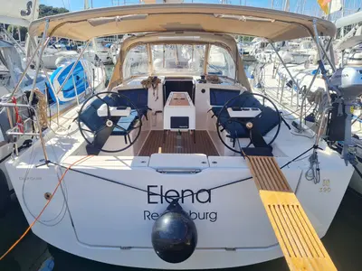 Cockpit of Elena, a Dufour 390 sailboat at Grad Pula, Croatia