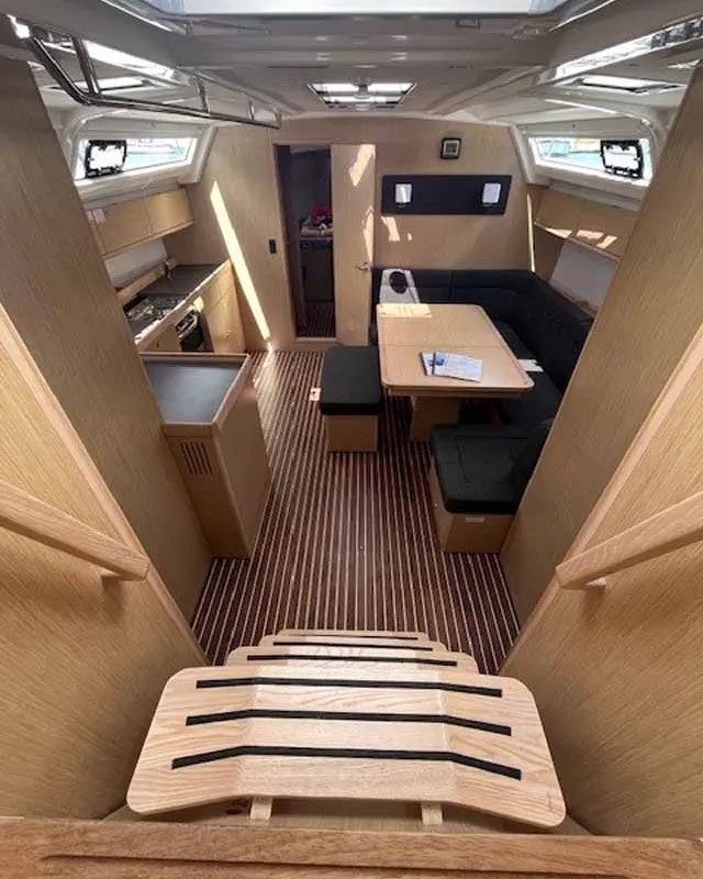 Salon of Amarone, a Bavaria Cruiser 46 sailboat at Portoferraio, Italy