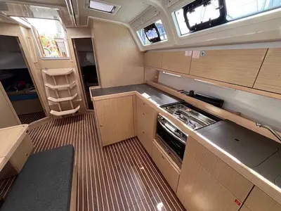 Galley of Amarone, a Bavaria Cruiser 46 sailboat at Portoferraio, Italy