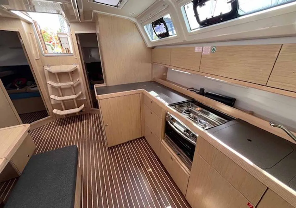Galley of Amarone, a Bavaria Cruiser 46 sailboat at Portoferraio, Italy