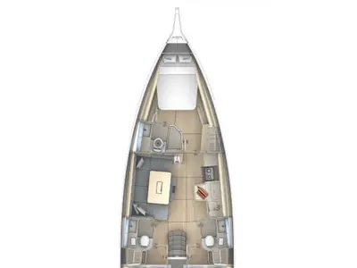 Floor plan of Alessia, a Dufour 41 sailboat at Athens, Greece