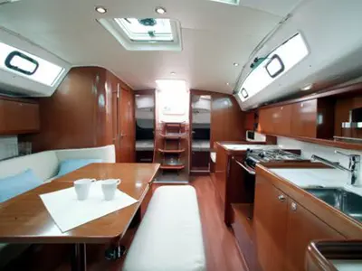 Galley of Thalassa, a Beneteau Oceanis 40 sailboat at Volos, Greece