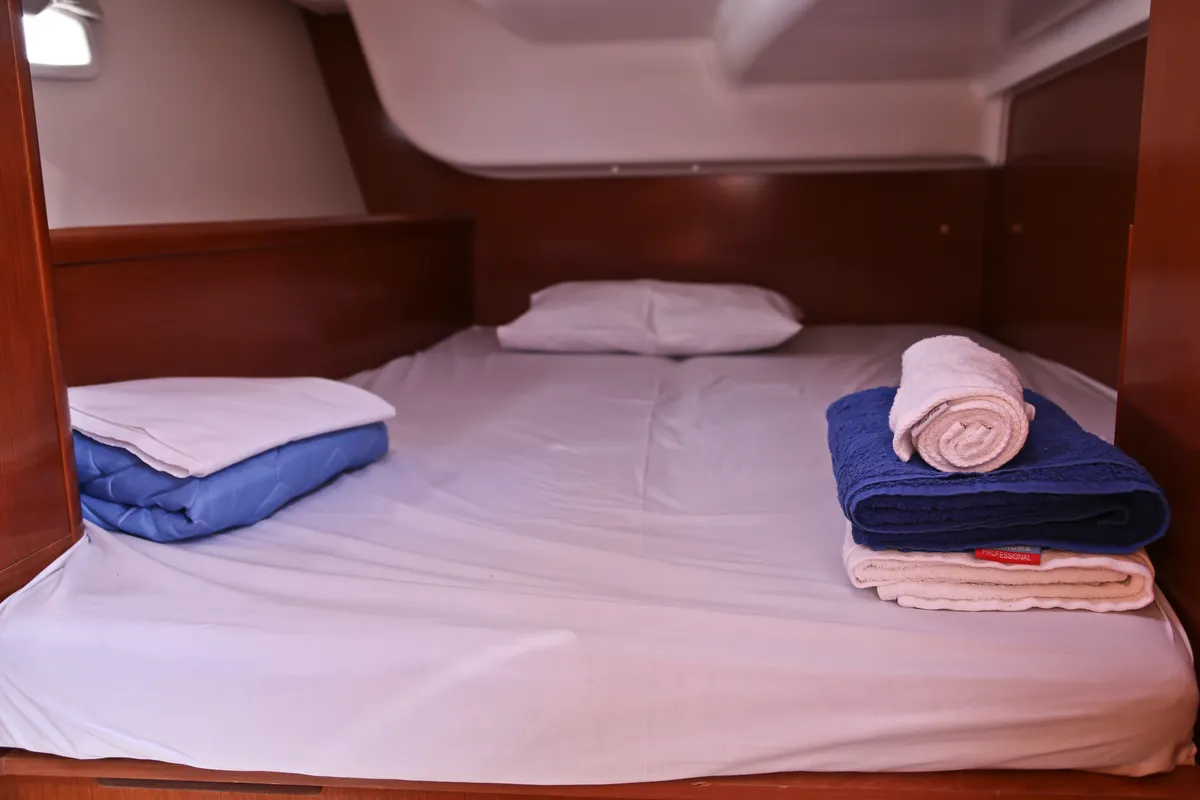 Cabin on Thalassa, a Beneteau Oceanis 40 sailboat at Volos, Greece