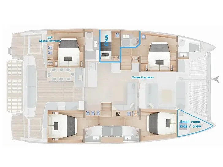 Floor plan of Active Cruises, a Lagoon 47 catamaran at Seget Donji, Croatia