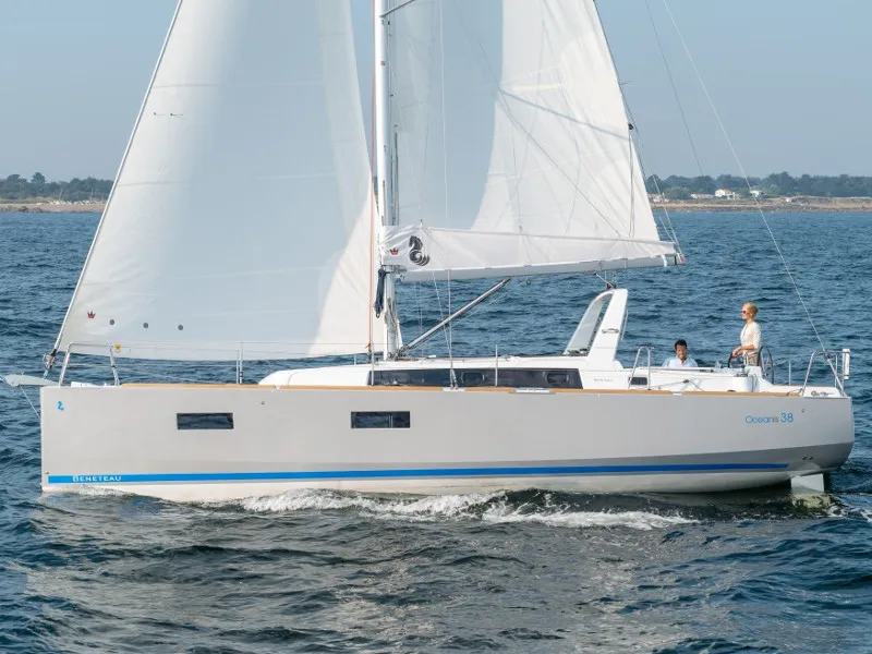Exterior view of Chiara, a Beneteau Oceanis 38 sailboat at Tonnarella, Italy
