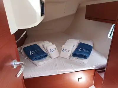Cabin on Polynoe, a Hanse 418 sailboat at Lavreotiki Municipal Unit, Greece